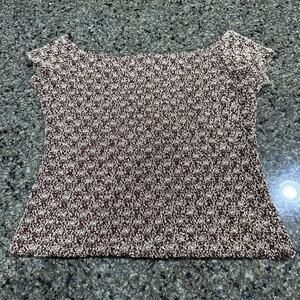 Jaipur Shirt Womens XL Brown Stretchy Short Sleeve Made in USA Y2K 2000s Retro